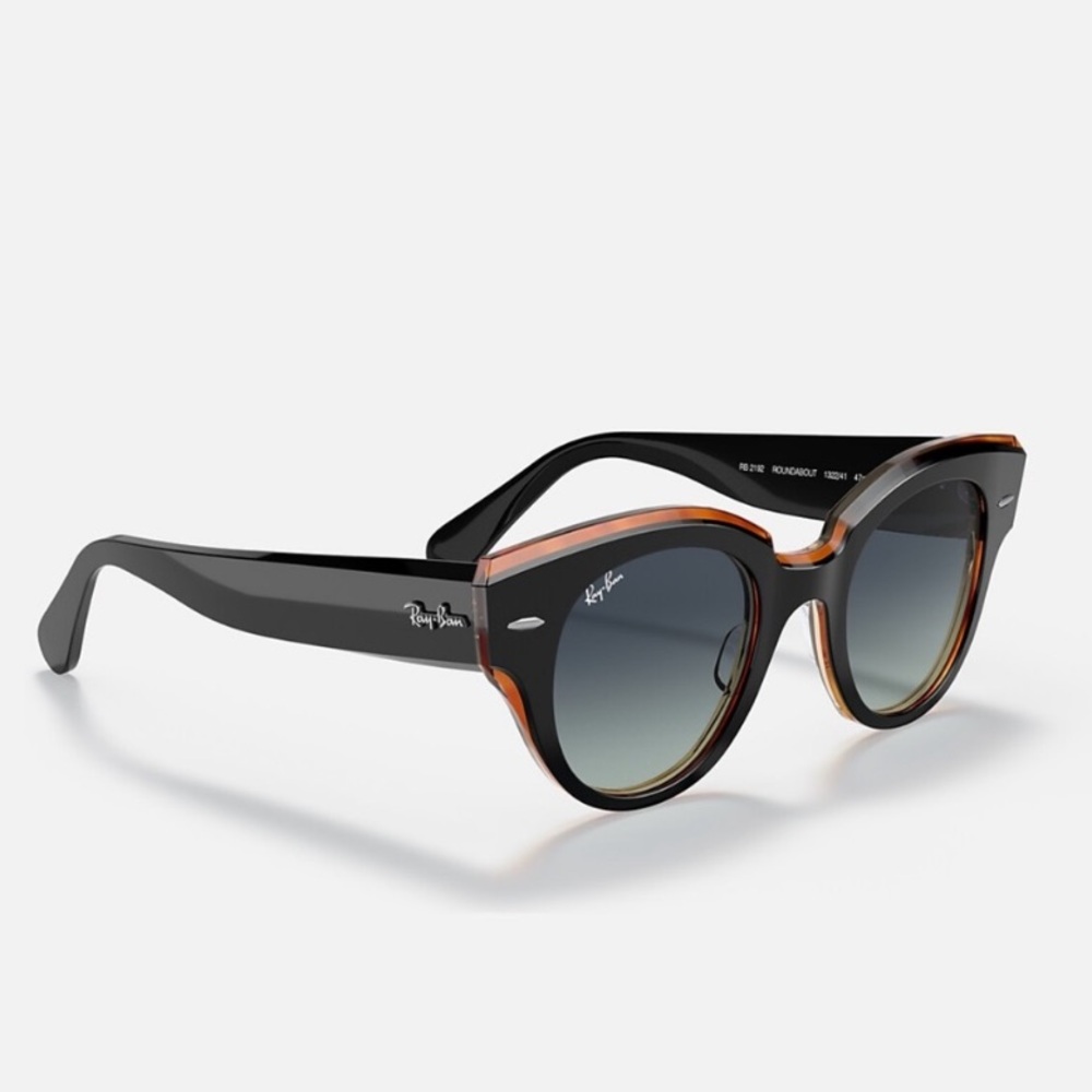 Raybans Black/Brown Roundabout Sunnies with Smoke Gray Gradient lenses